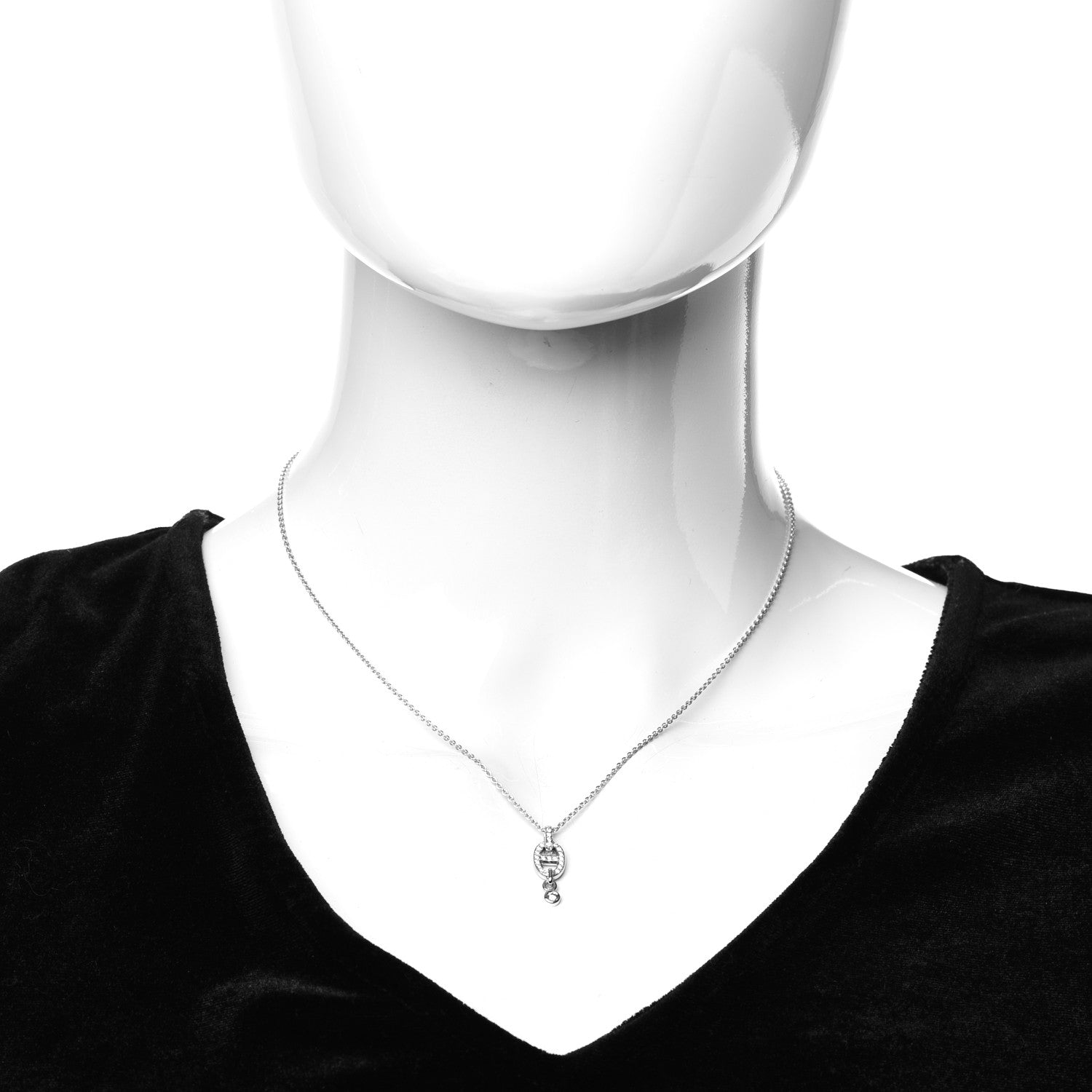 Hermes 18K White Gold Diamond PM Chaine d'Ancre Enchainee Necklace 2 of 7