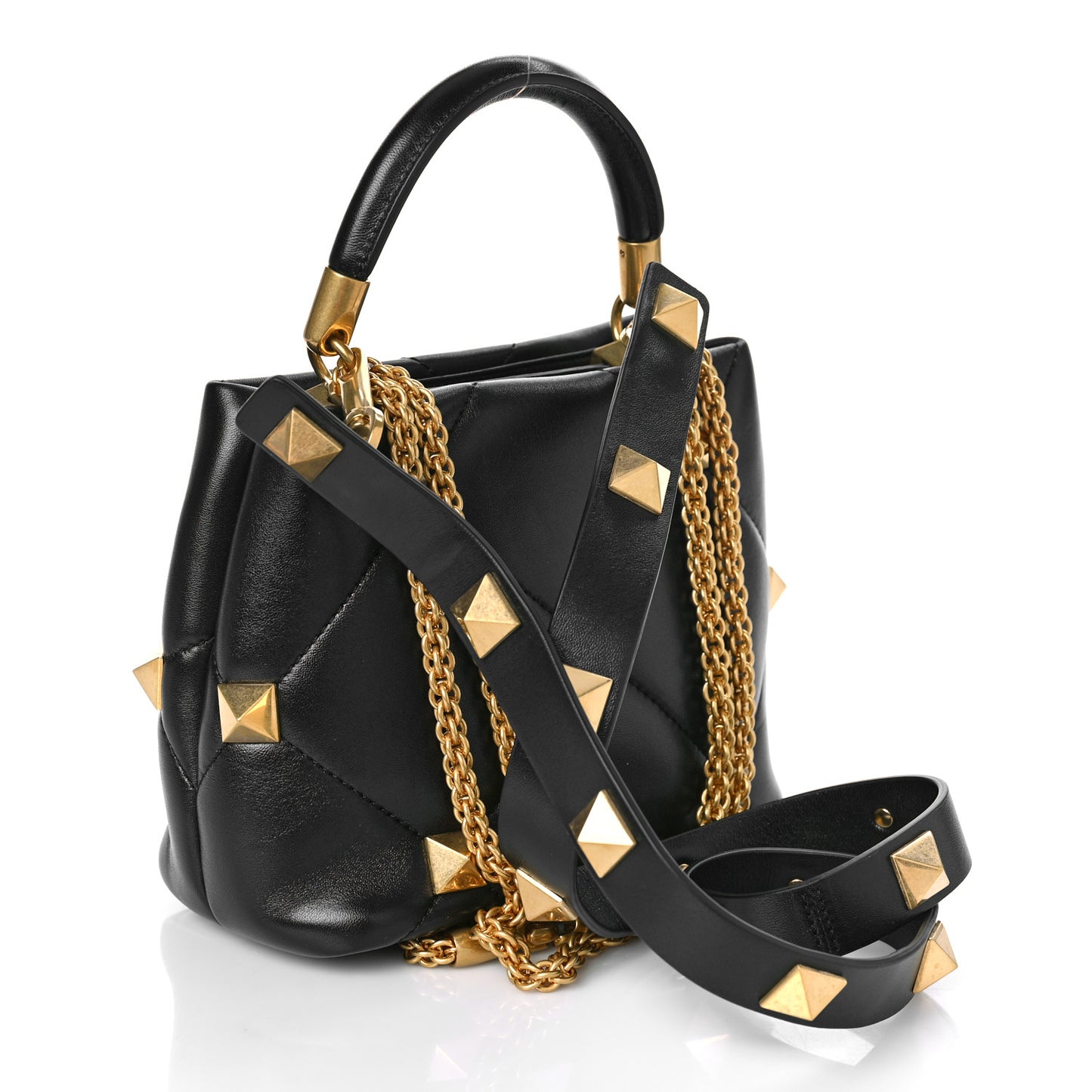 Nappa Small Roman Stud The Handle Bag Black