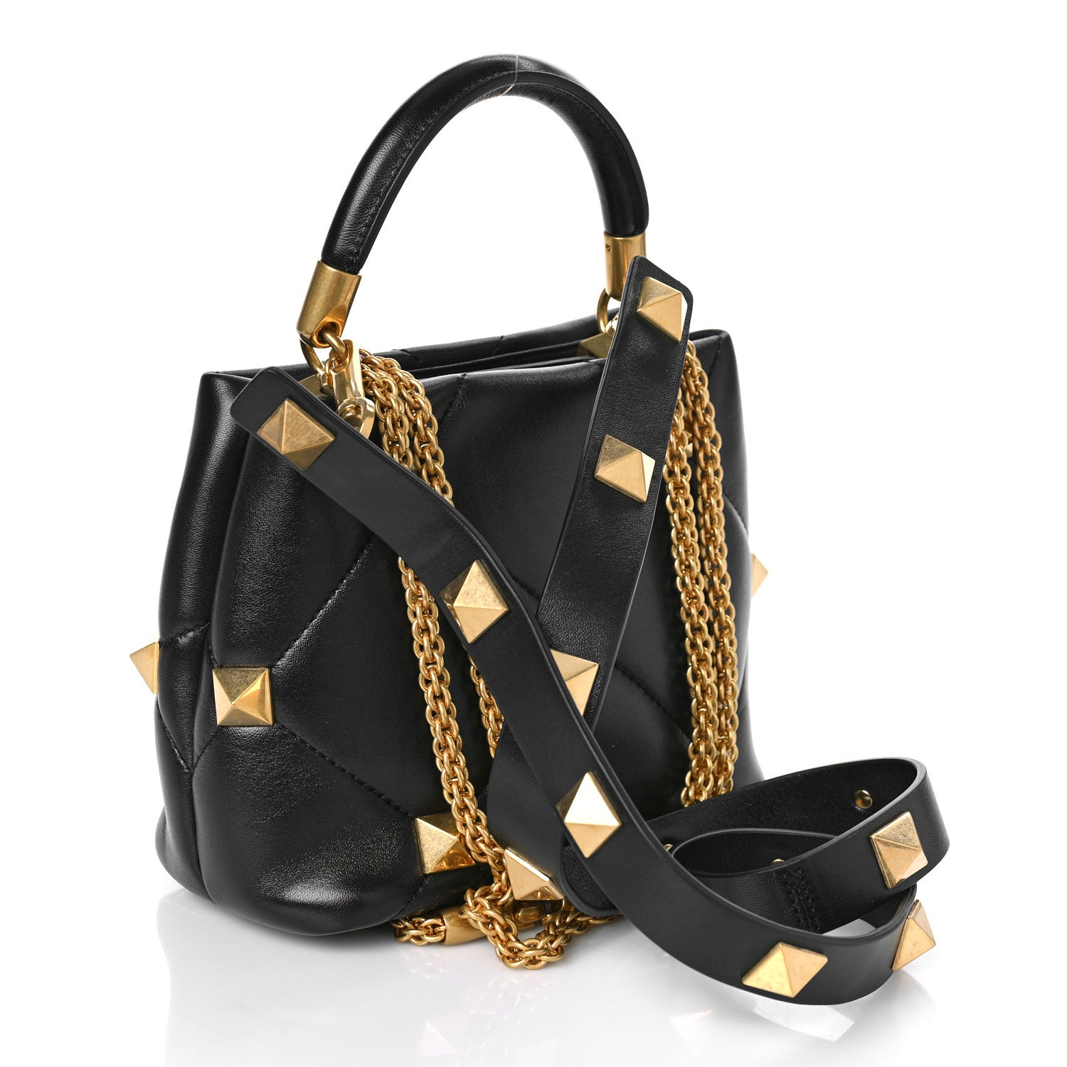 Valentino Garavani Nappa Small Roman Stud The Handle Bag Black 3 of 8