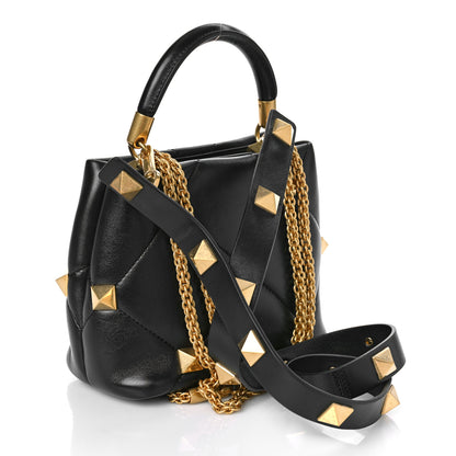 Valentino Garavani Nappa Small Roman Stud The Handle Bag Black 3 of 8