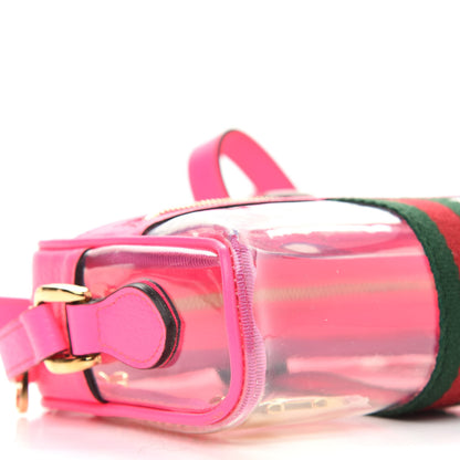 Gucci Vinyl Web Mini Ophidia Transparent Shoulder Bag Fluorescent Fuchsia 8 of 12