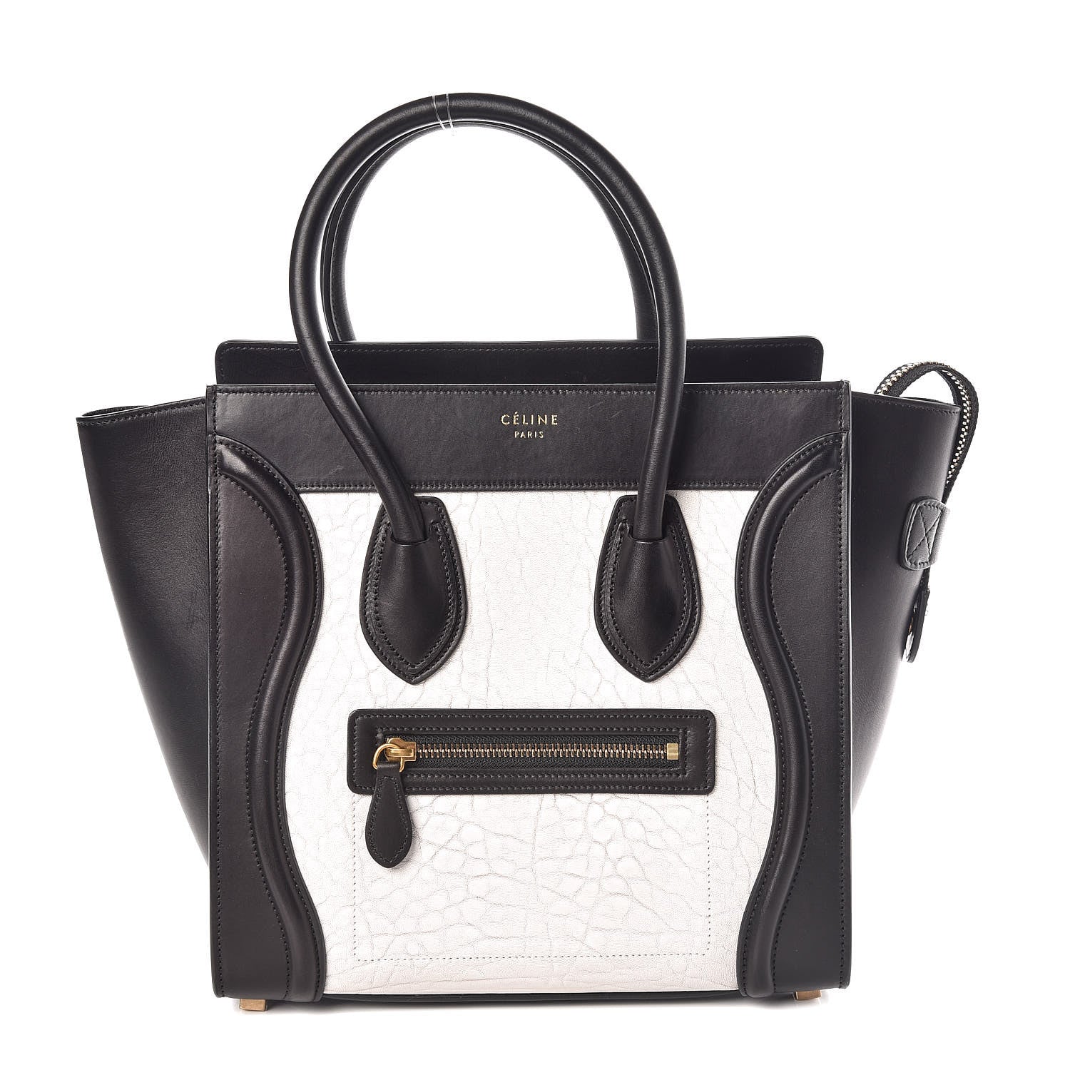 Celine Shrunken Lambskin Micro Bi-Color Luggage Black White 1 of 9