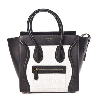Celine Shrunken Lambskin Micro Bi-Color Luggage Black White 1 of 9