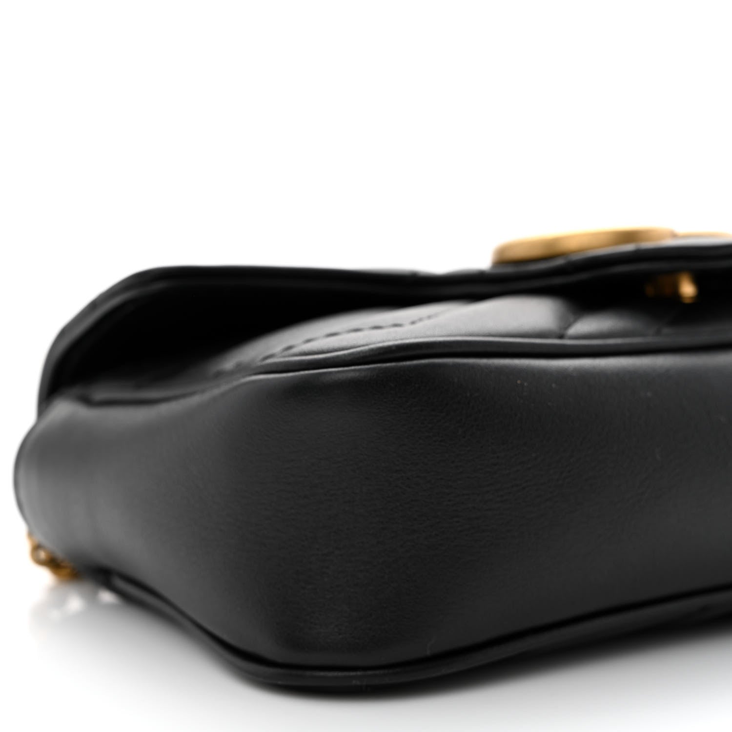 Gucci Calfskin Matelasse Super Mini GG Marmont Shoulder Bag Black 9 of 11
