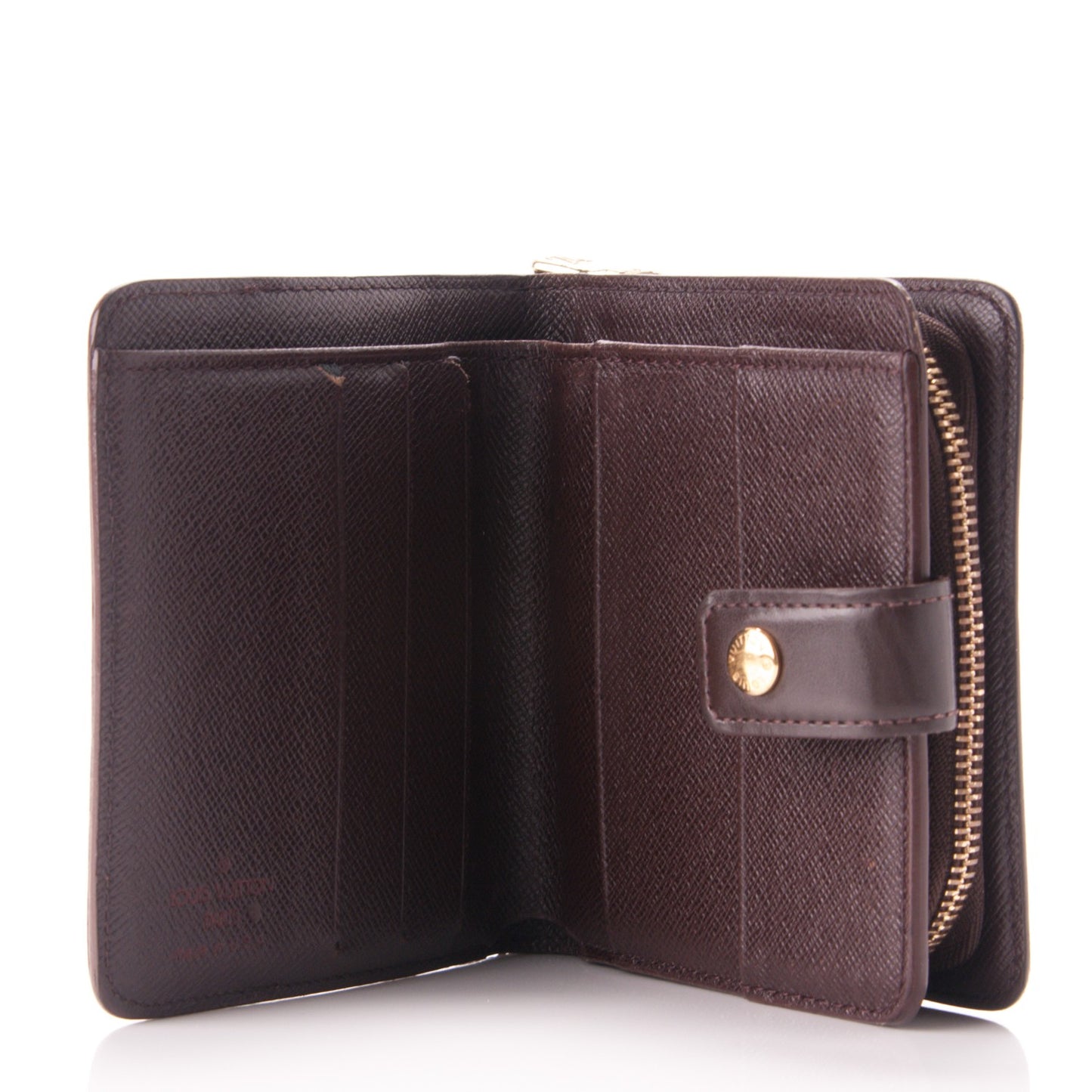Damier Ebene Zippe Zipped Compact Wallet