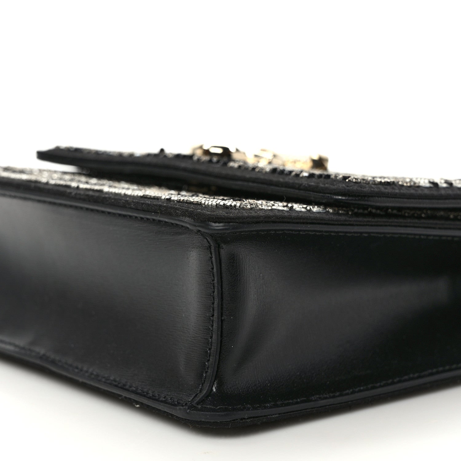 Jimmy Choo Satin Tartan Pearl Varenne XS Black Silver Light Gold 9 of 11