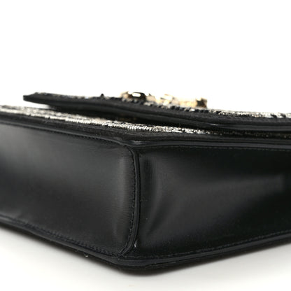 Jimmy Choo Satin Tartan Pearl Varenne XS Black Silver Light Gold 9 of 11