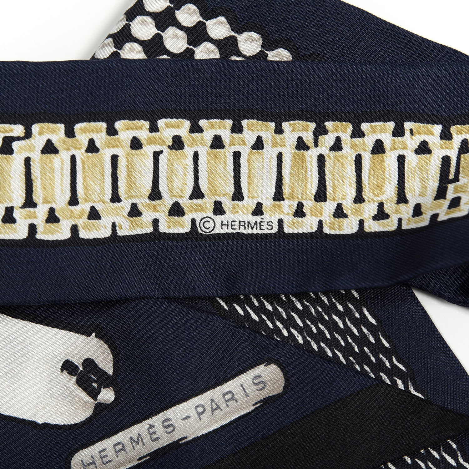 Hermes Silk Le Tresor De Medor Twilly Marine Gris Black 3 of 4