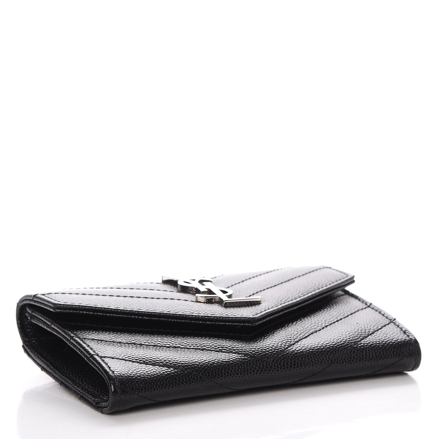 Grain De Poudre Matelasse Chevron Small Monogram Envelope Wallet Black