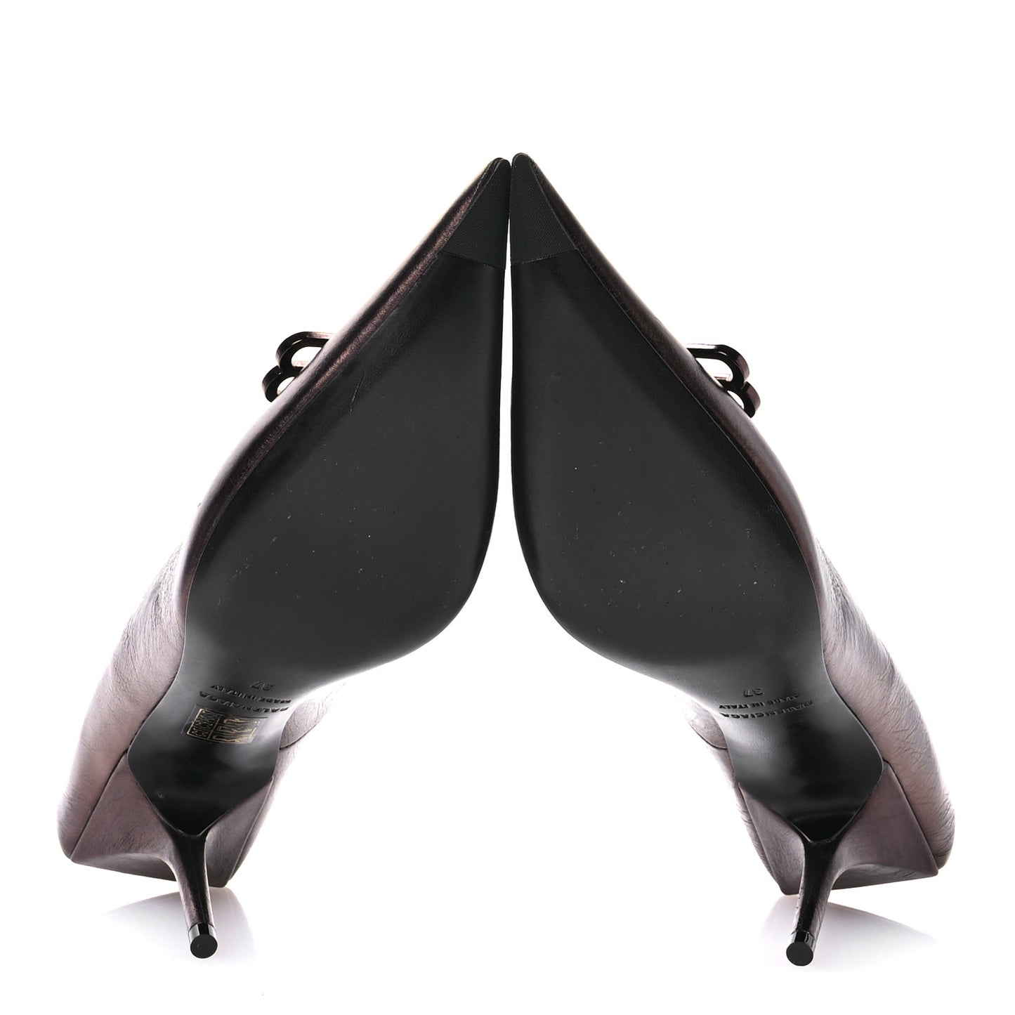 Metallic Calfskin BB Square Knife 80mm Pumps 37 Bronze
