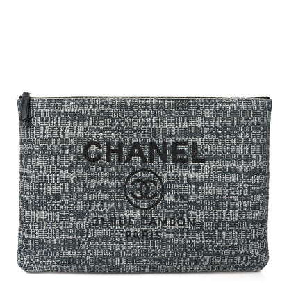 Chanel Canvas Medium Deauville Cosmetic Pouch Grey 1 of 9