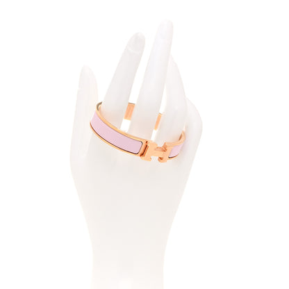 Hermes Enamel Narrow Clic Clac H Bracelet PM Rose Candeur 2 of 5