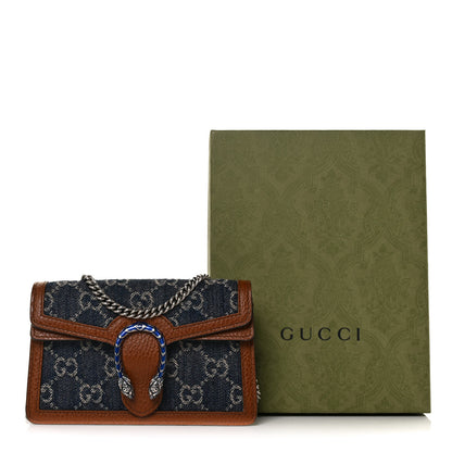 Gucci New Denim GG Monogram Dollar Calfskin Enamel Super Mini Dionysus Shoulder Bag Blue Tea Cuir Epilog Electric Blue 16 of 17
