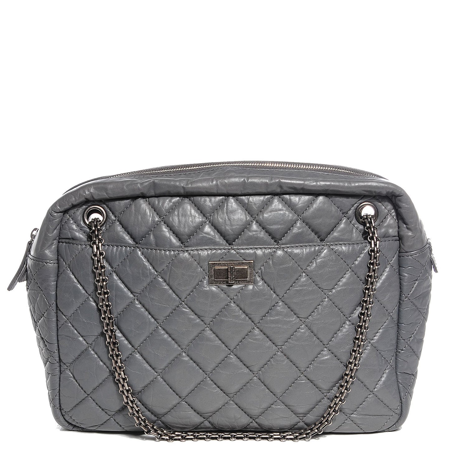 Aged Calfskin Quilted Large Reissue Camera Case Grey