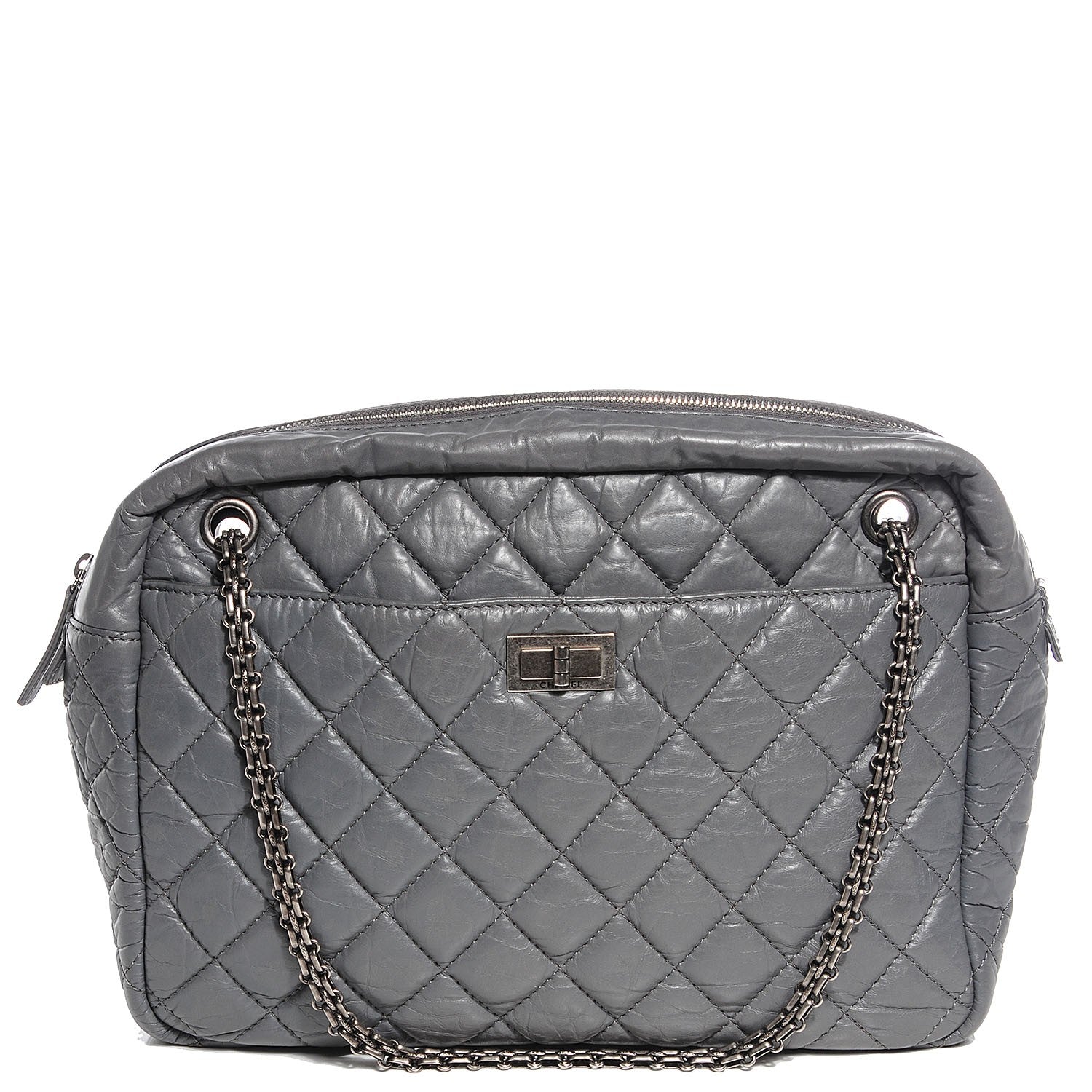 Chanel Aged Calfskin Quilted Large Reissue Camera Case Grey 1 of 7