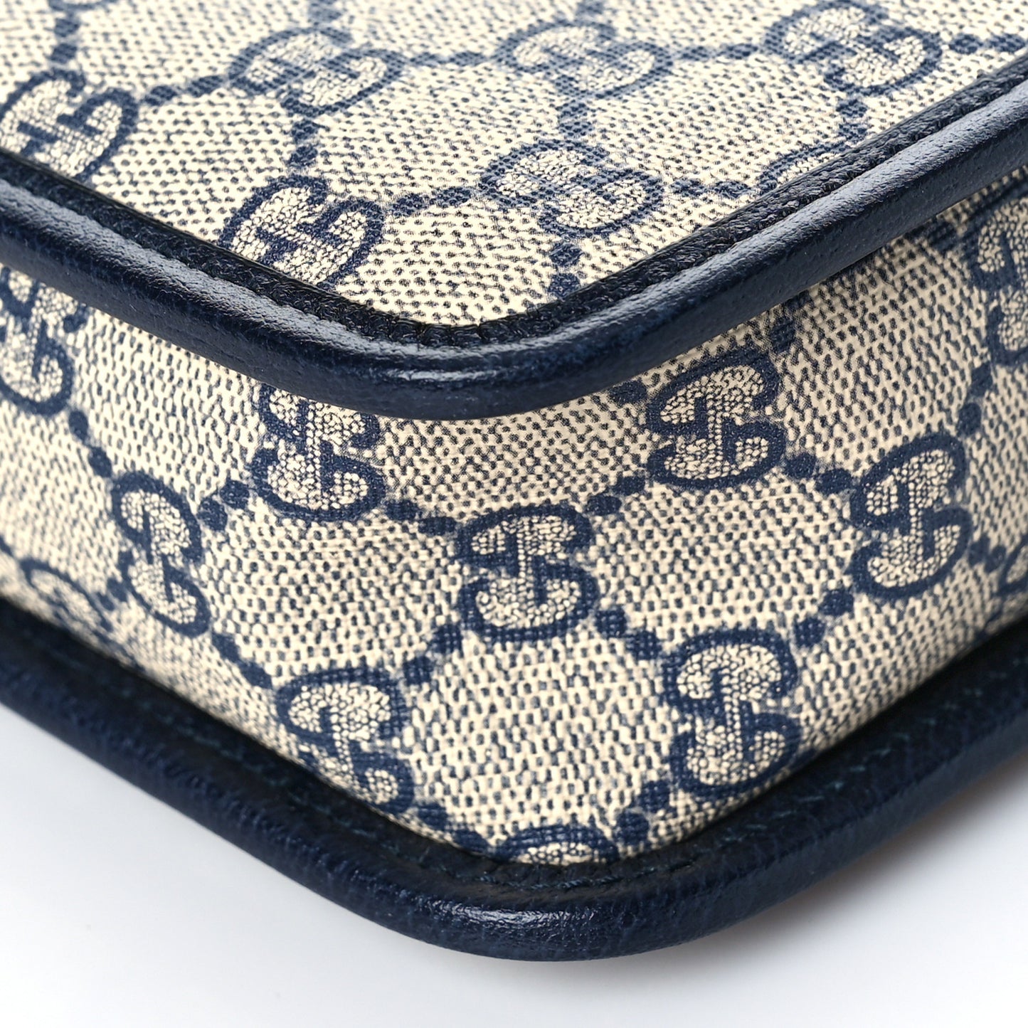 GG Supreme Monogram Textured Dollar Calfskin Mini Retro Interlocking G Shoulder Bag Beige Blue