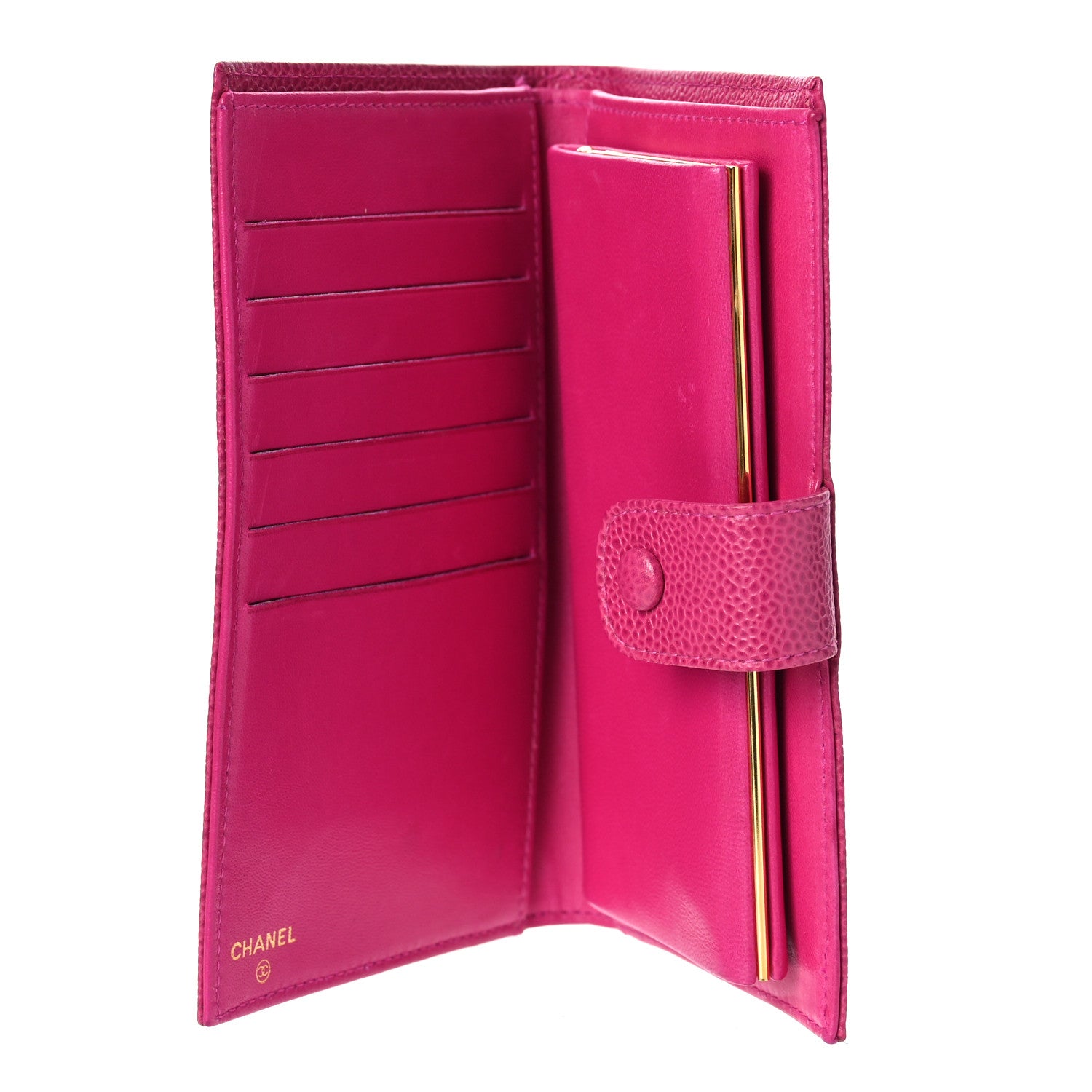 Chanel Caviar Timeless CC French Wallet Dark Pink 5 of 13