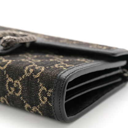 Gucci Jacquard Black Denim GG Monogram Mini Dionysus Chain Wallet Black Ivory 9 of 9