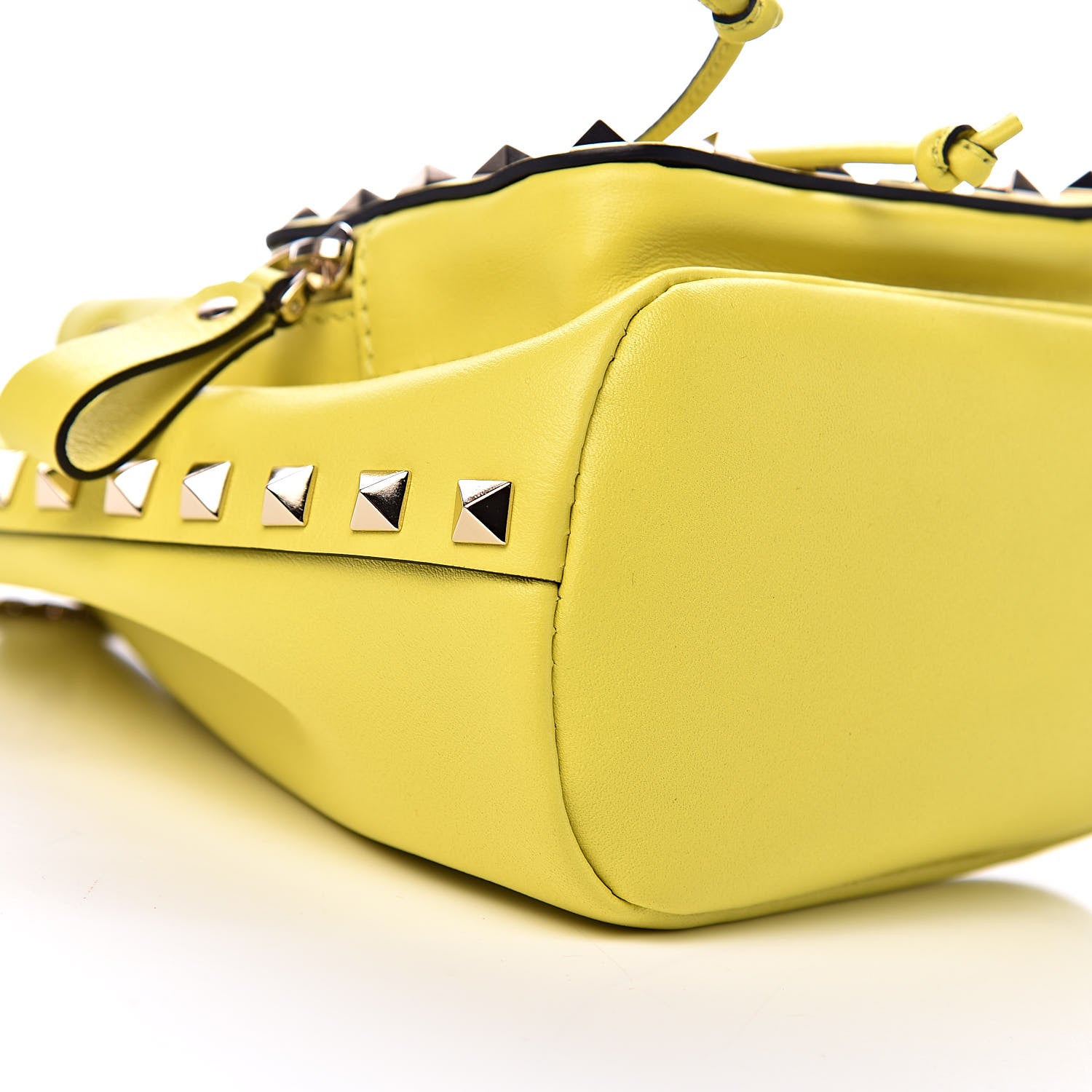 Valentino Garavani Vitello Rockstud Bucket Bag Acid Yellow 7 of 10