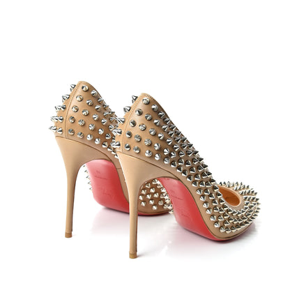 Christian Louboutin Nappa Fifi Spikes 100 Pumps 40 Corde Silver 4 of 10