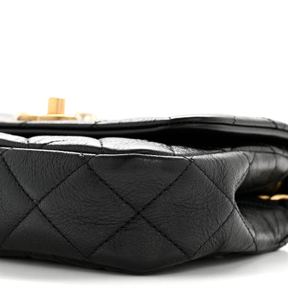 Chanel Glazed Calfskin Quilted Mini Pearl Side Flap Black 10 of 13