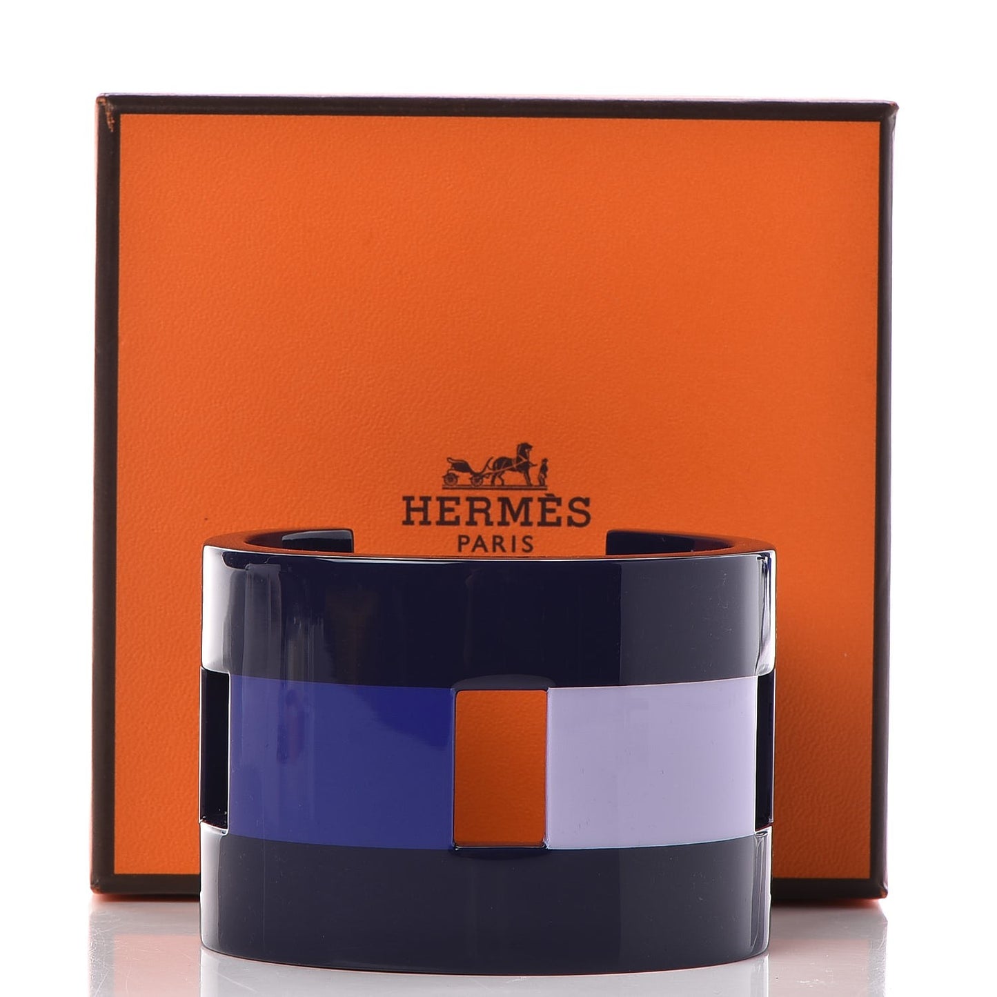 Lacquered Wood Pixel Bracelet M Bleu Nuit Parme
