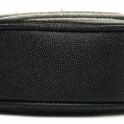 Saint Laurent Grain De Poudre Matelasse Chevron Quilted Round Vinyle Camera Bag Black 8 of 12