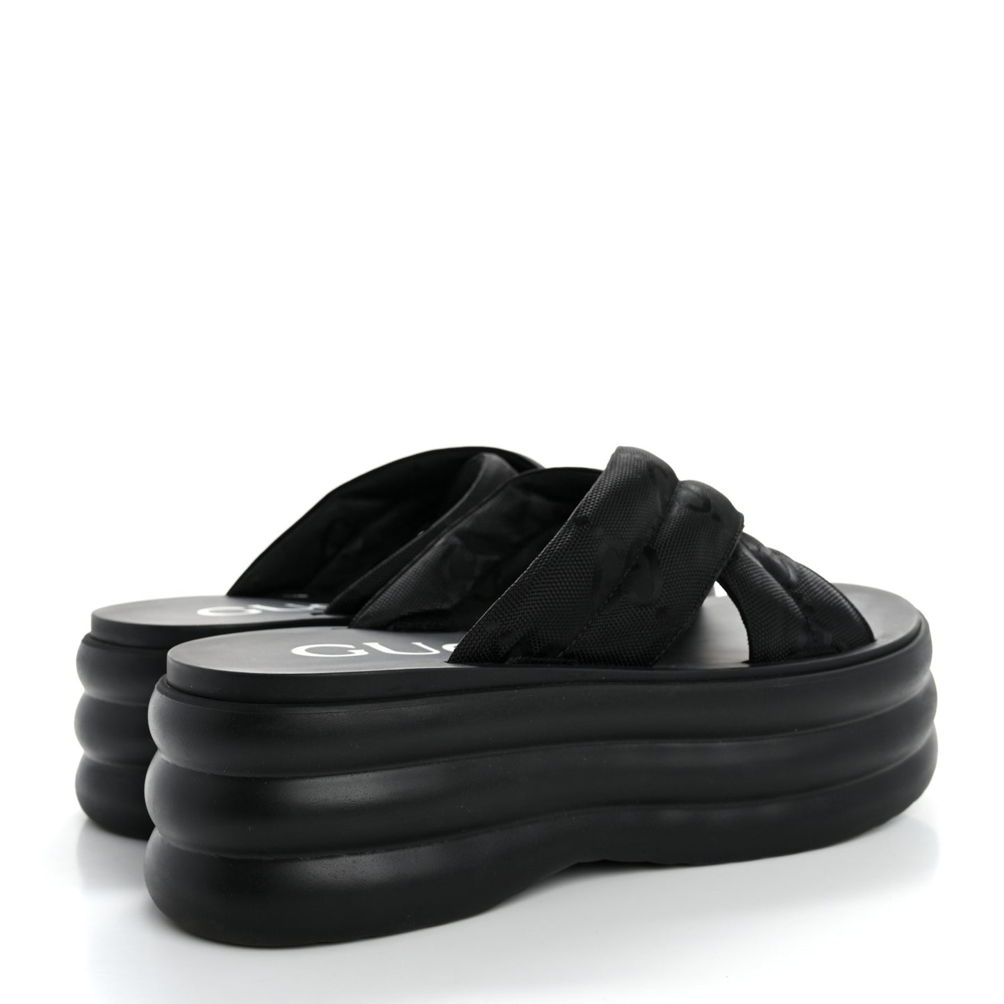 GG Nylon Platform Slide Sandals 39 Black