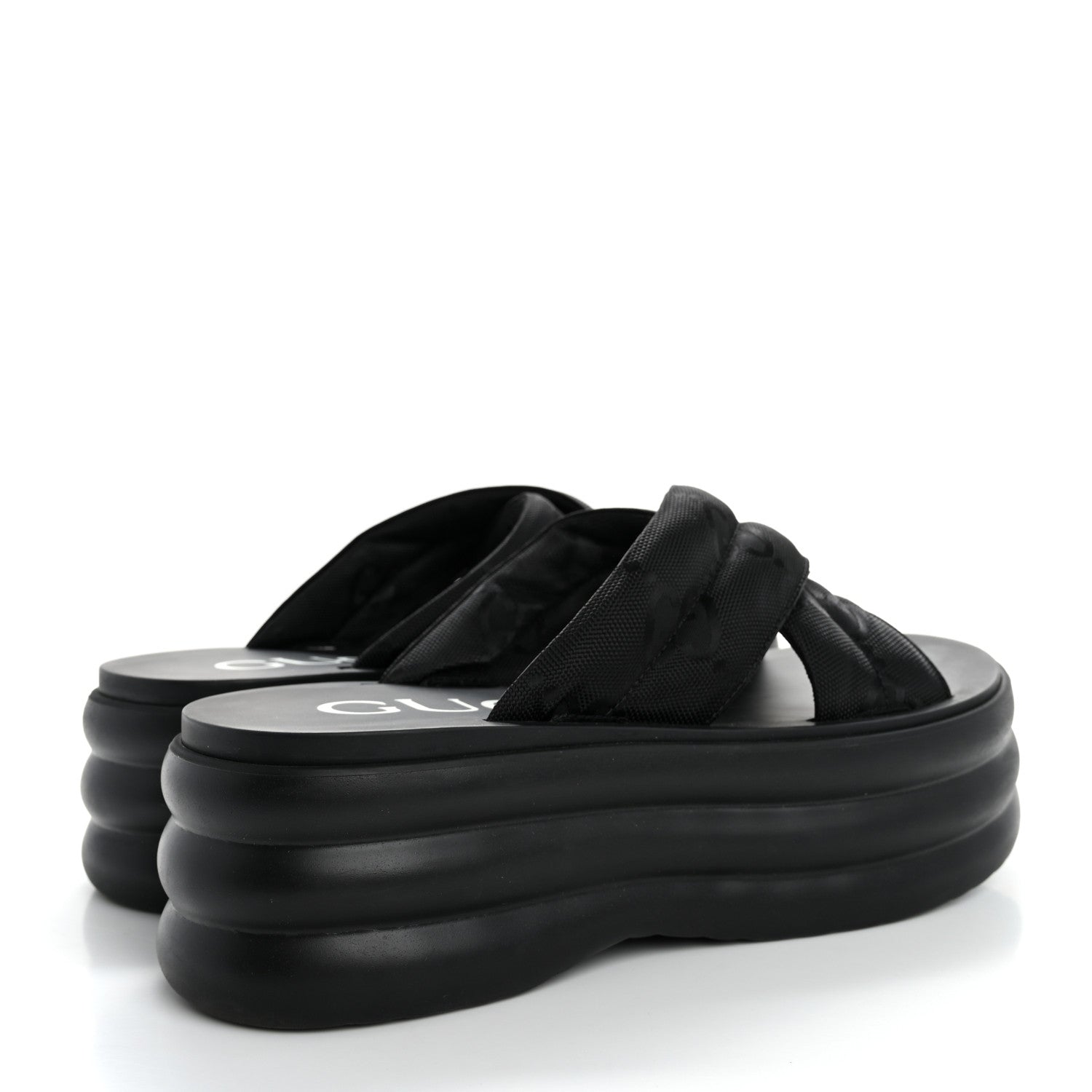 Gucci GG Nylon Platform Slide Sandals 39 Black 5 of 9