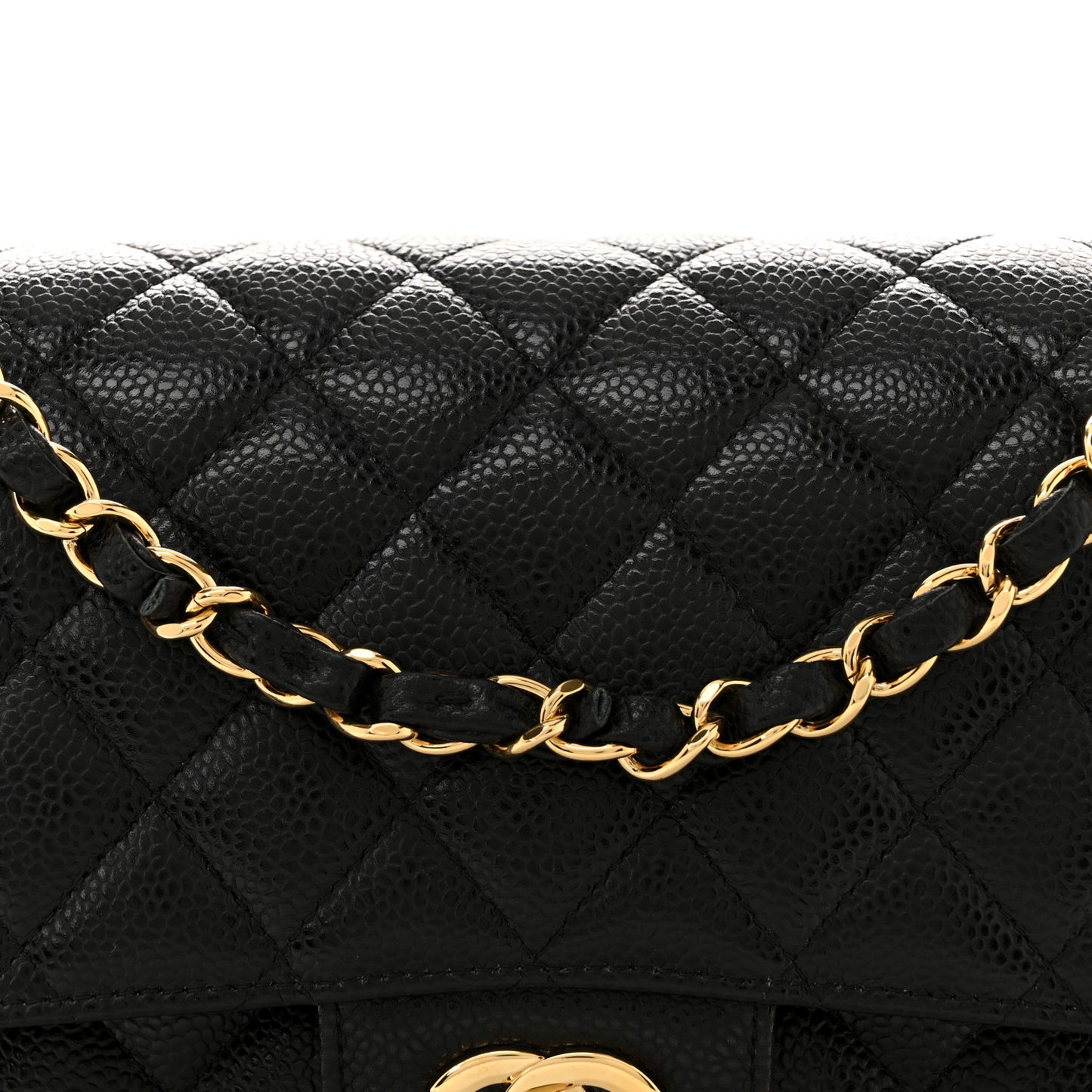Caviar Quilted Medium Double Flap Black