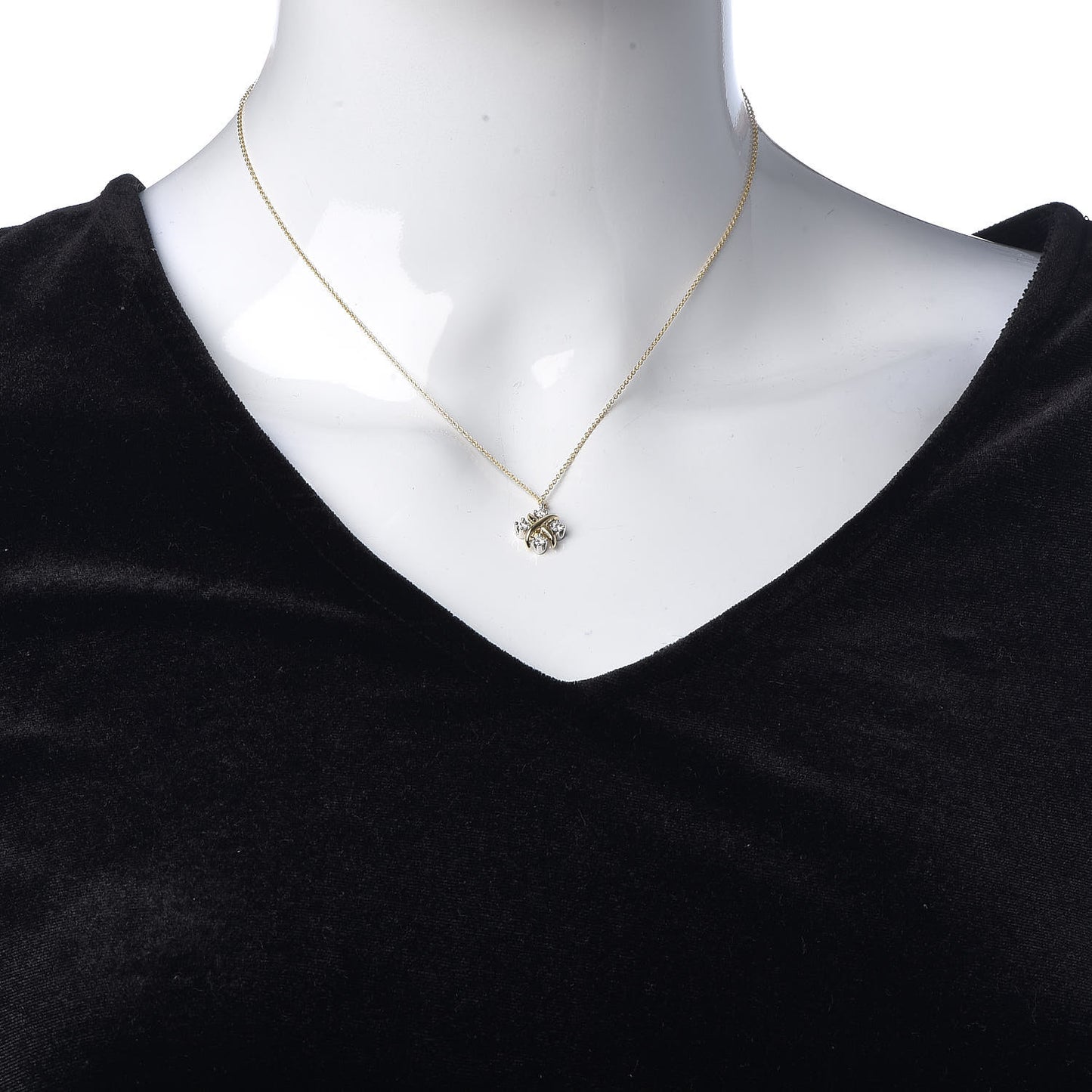 Platinum 18K Yellow Gold Diamond Schlumberger Lynn Pendant Necklace