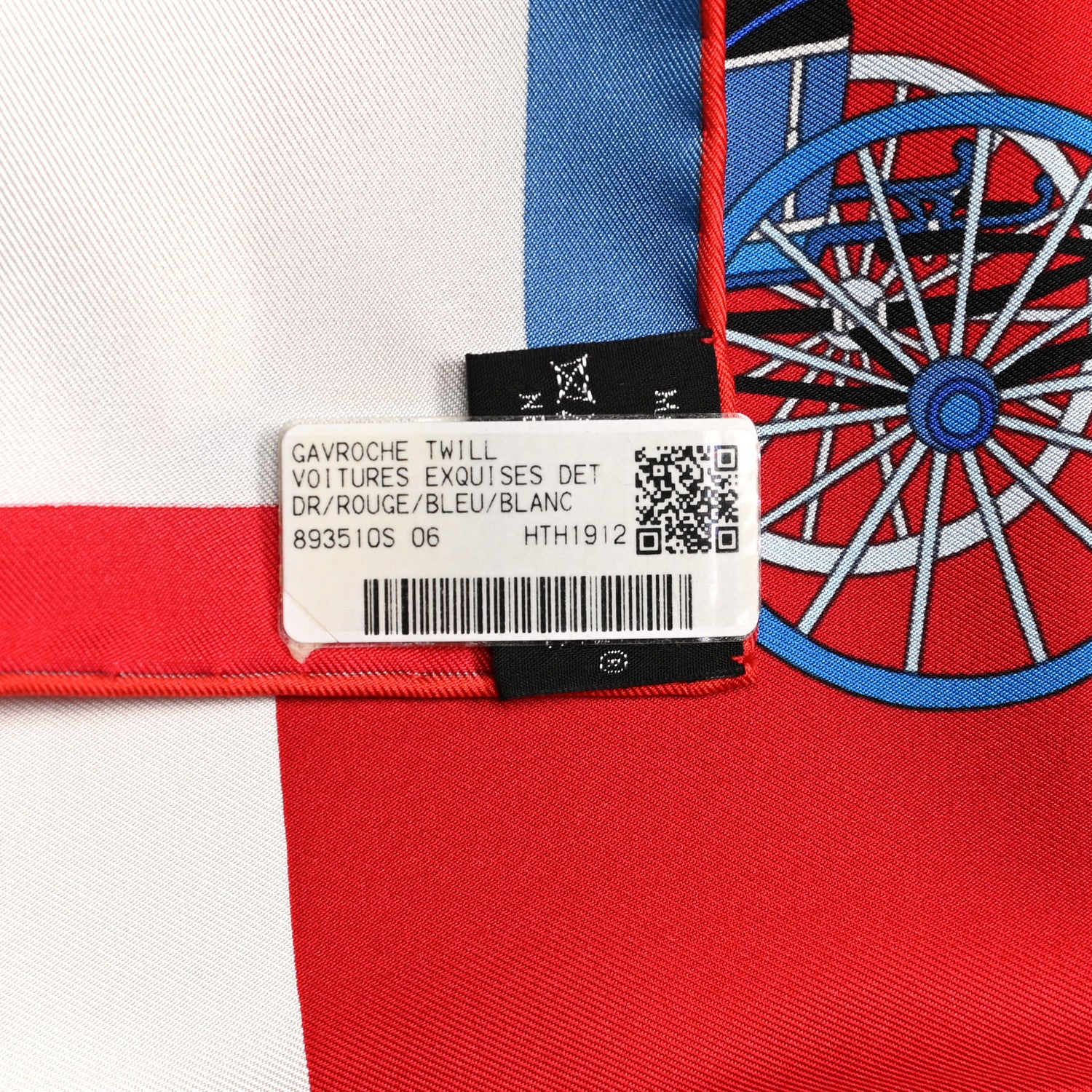 Hermes Silk Voitures Exquises Pocket Square Scarf Rouge Bleu White 4 of 4