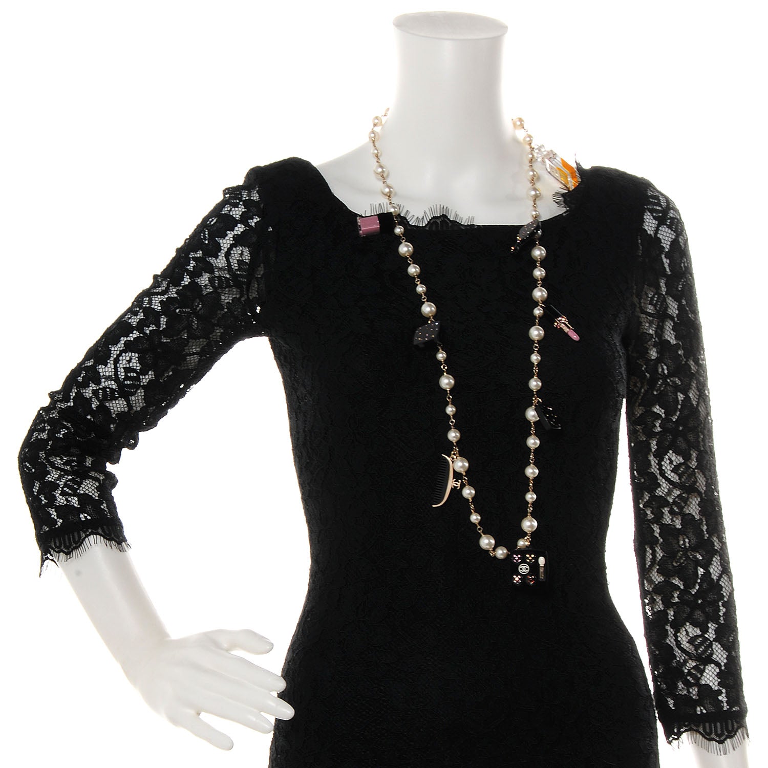 Chanel Resin Beauty Icons Pearl Long Necklace 2 of 9