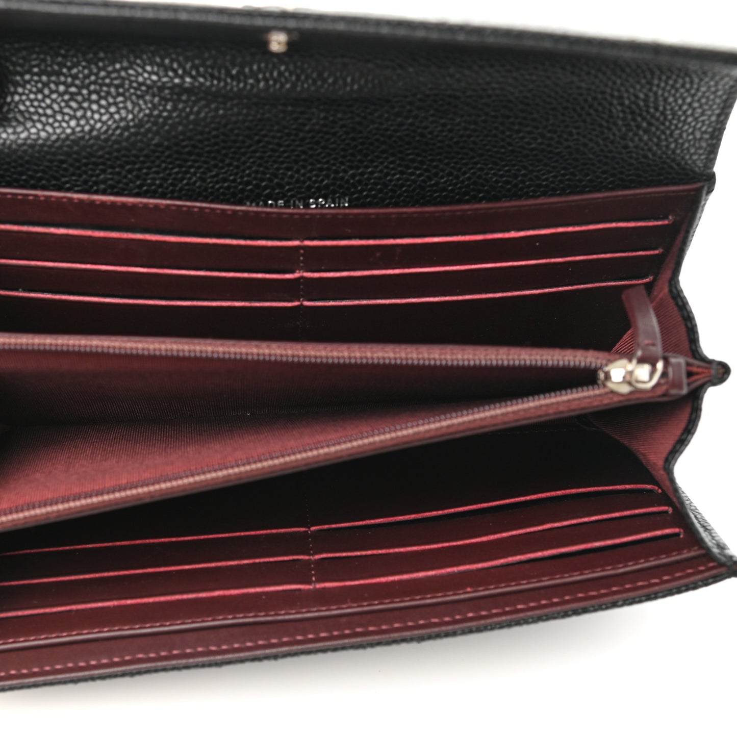 Caviar Quilted Large Gusset Flap Wallet Black
