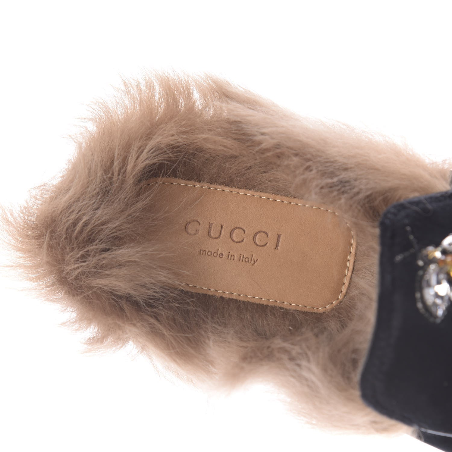 Gucci Velvet Fur Crystal Embroidered Womens Princetown Slippers 37.5 Black 7 of 9