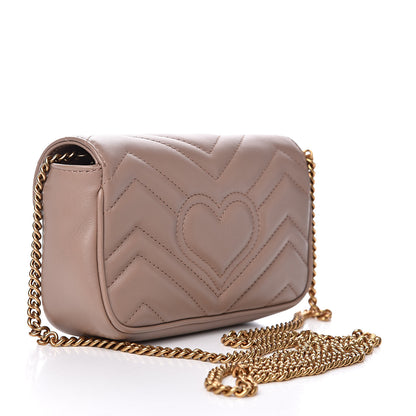 Gucci Calfskin Matelasse Super Mini GG Marmont Shoulder Bag Porcelain Rose 3 of 12