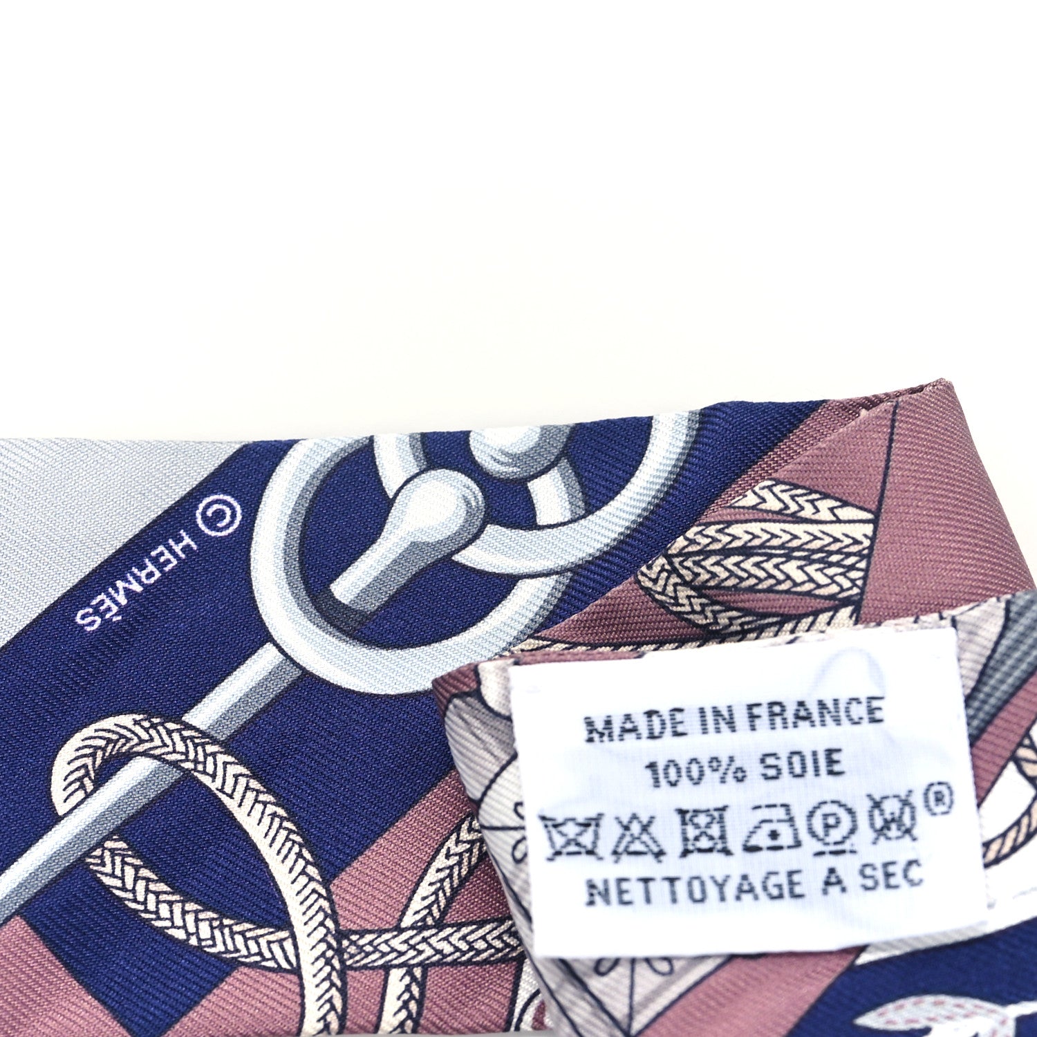 Hermes Silk Cliquetis Twilly Marine White Marron 3 of 3