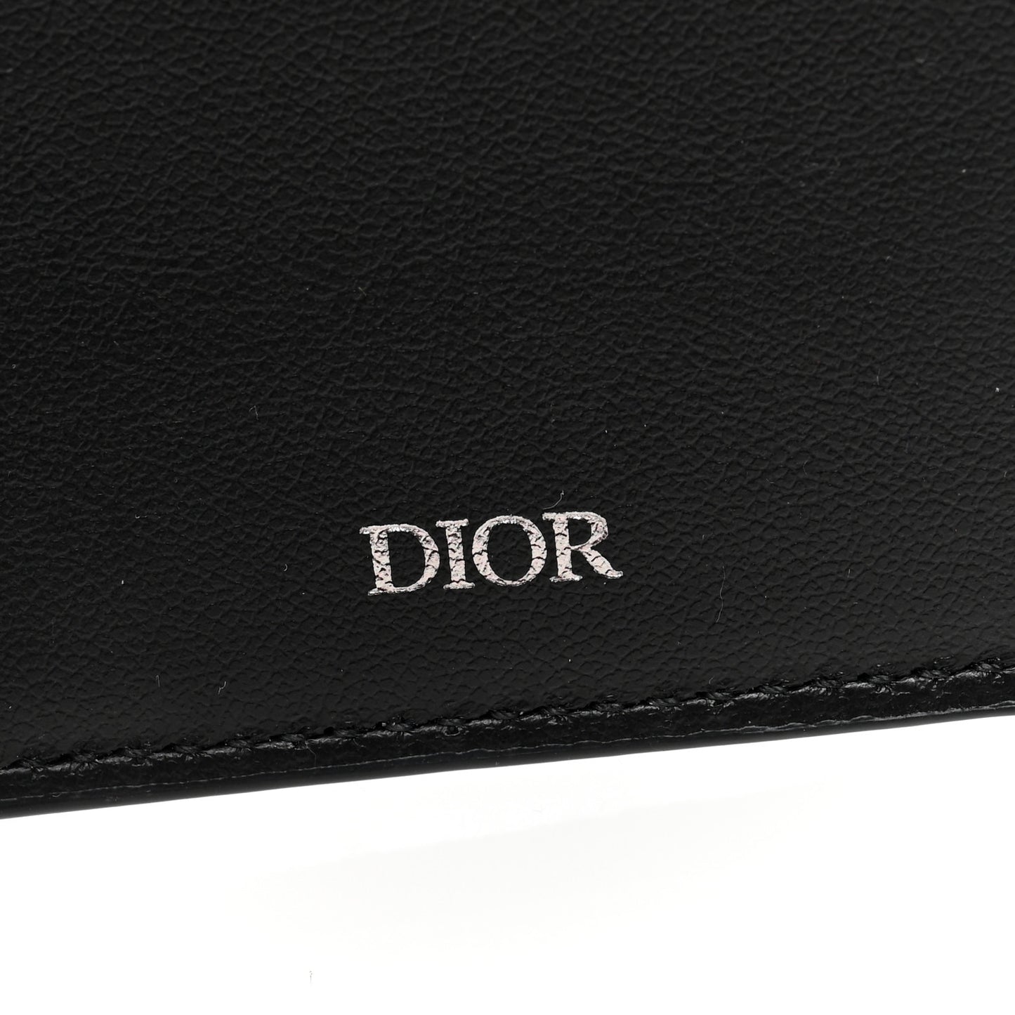 Oblique Jacquard Grained Calfskin Saddle Card Holder On Strap Black