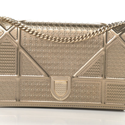 Christian Dior Metallic Patent Micro-Cannage Diorama Wallet on Chain Pouch Gold 8 of 12