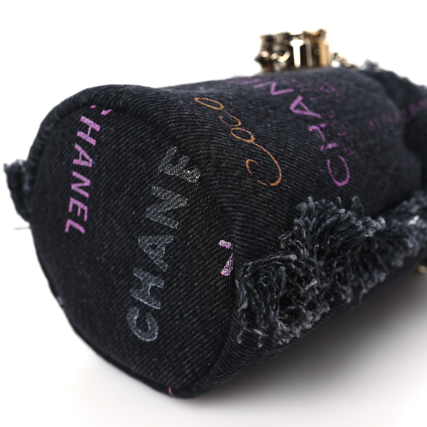 Denim Quilted Mood Mini Bucket With Chain Black Multicolor