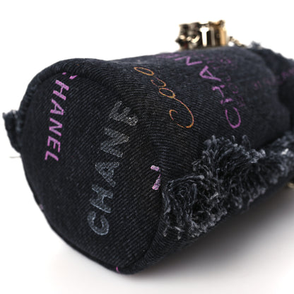 Chanel Denim Quilted Mood Mini Bucket With Chain Black Multicolor 10 of 10