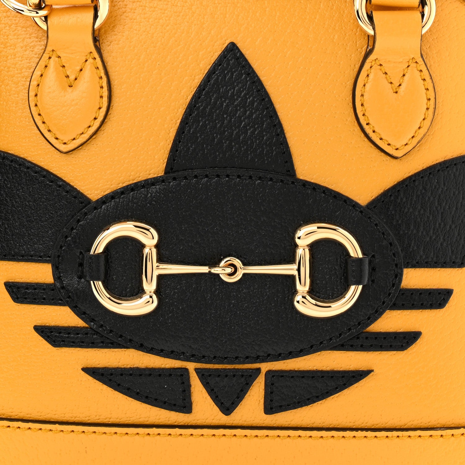 Gucci X ADIDAS Textured Dollar Calfskin Web Trefoil Mini Horsebit 1955 Top Handle Bag Crop Black 8 of 10