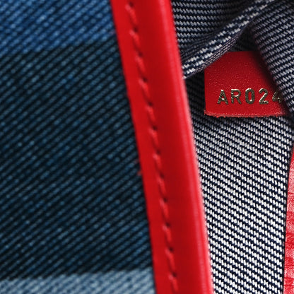 Louis Vuitton Denim Damier Monogram Patchwork Neverfull Blue Rouge 8 of 13