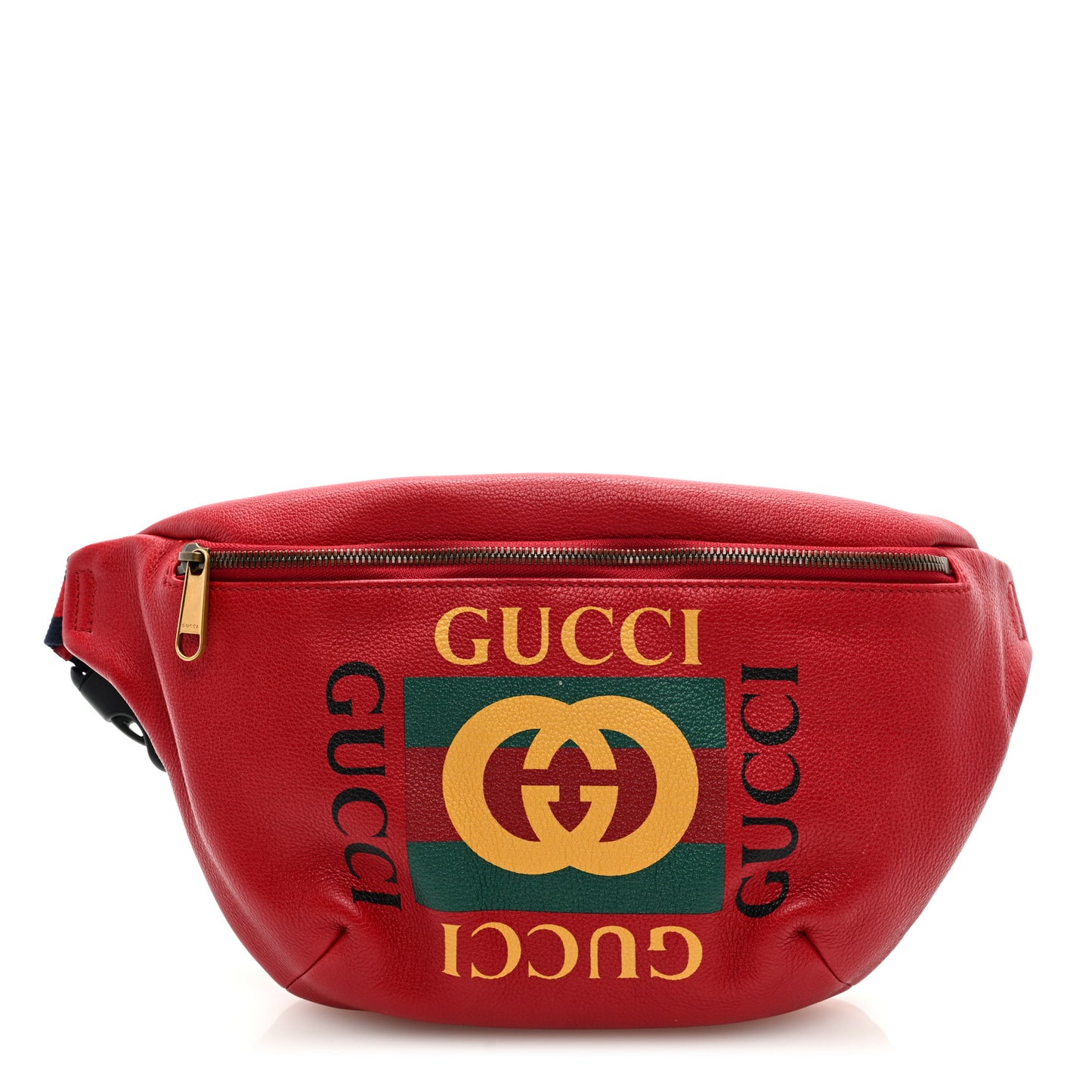 Grained Calfskin Logo Belt Bag Hibiscus Red