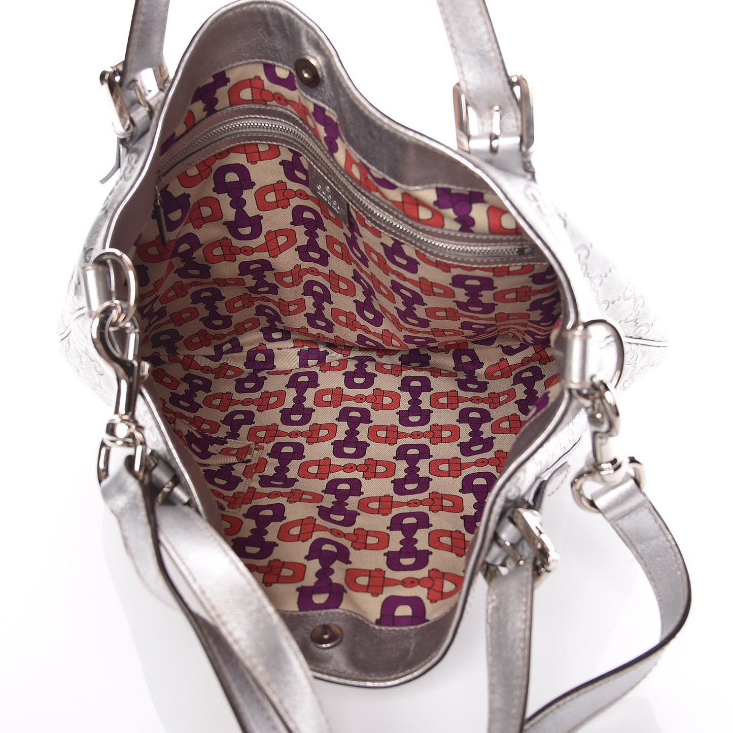 Metallic Guccissima Medium Britt Tote Silver