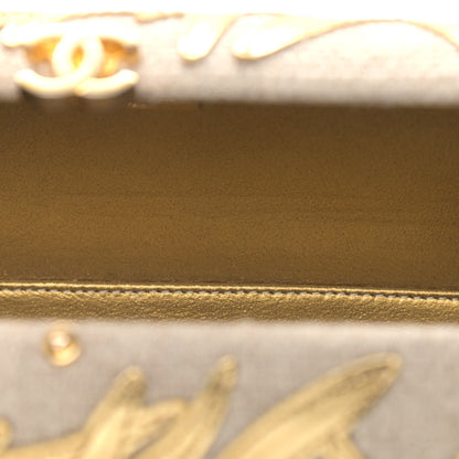 Chanel Pleated Toile Embroidered Lambskin Evening In Greece Clutch Gold 9 of 9