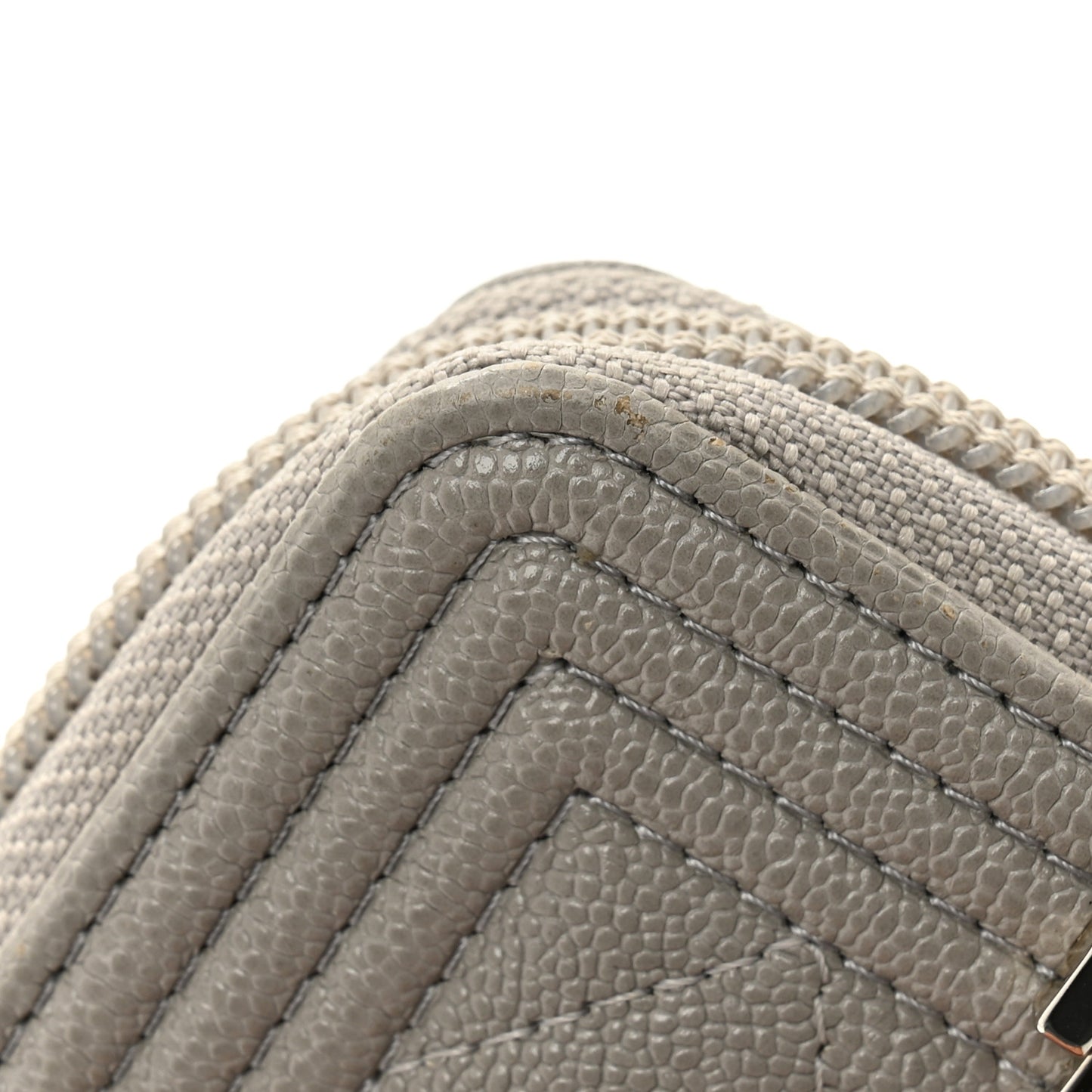 Caviar Quilted Boy Zip Around Coin Purse Wallet Grey