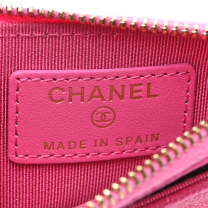 Chanel Caviar Quilted CC Zip Card Holder Pink 6 of 9
