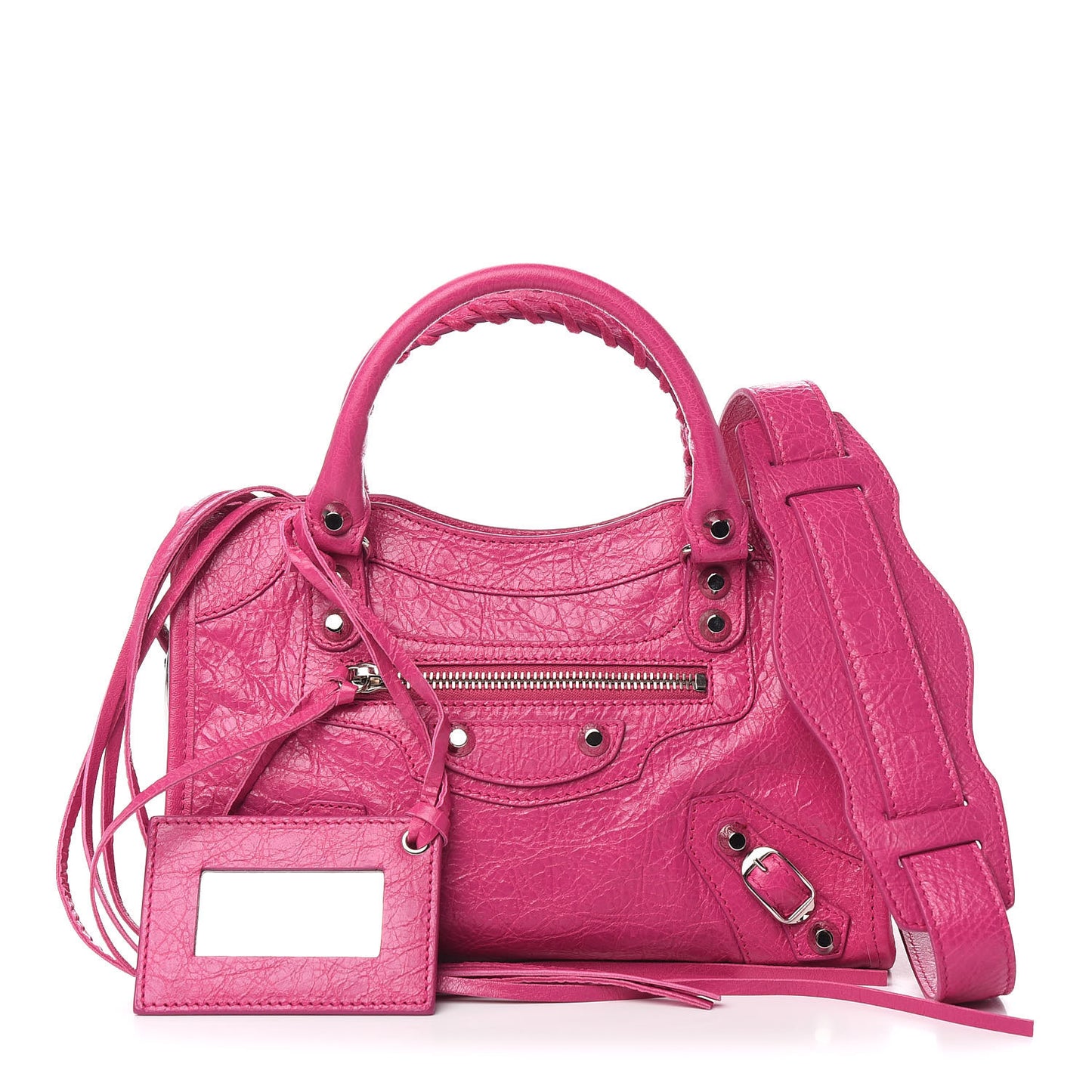 Agneau Classic Silver Hardware Mini City Rose Magenta