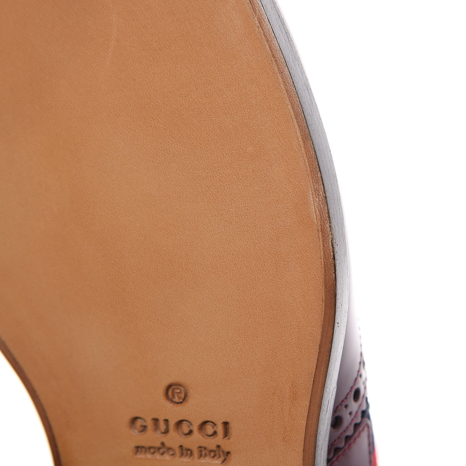 Gucci Calfskin Web Bee Embroidered Mens Slip-On Brogue Wingtip Derby Shoes 7 Bordeaux 10 of 11